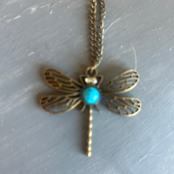 Jewelry - Dragonfly Necklace with Turquoise Stone